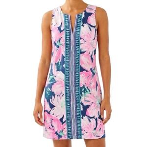 LILLY PULITZER Carlotta Shift Dress Tidal Wave Pans Garden Floral Size 2 NWOT